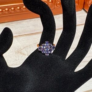 Elegant Gold and Purple Cluster Ring